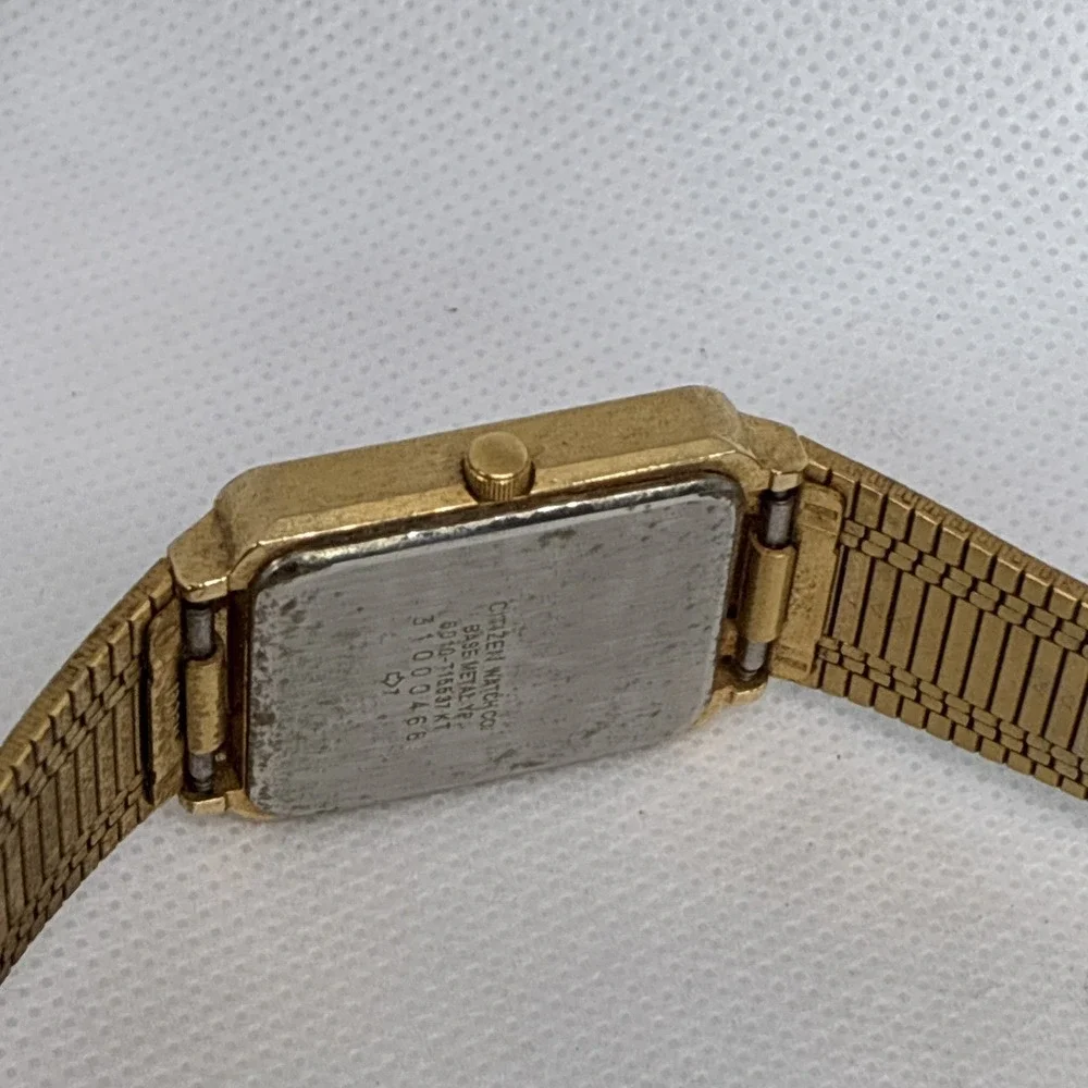 Vtg Citizen Unisex Gold Tone Smoke Grey Dial Quartz Watch T15537 - Working!